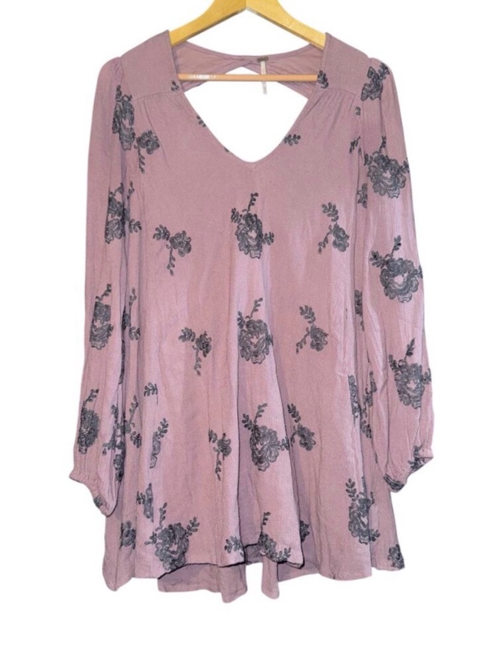 Free People Austin Emma Dress Boho Floral Lavendar Mini Open Back Flowy XS - Picture 2 of 6